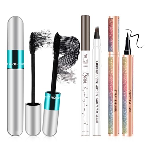 VIBELY 3-in-1 Eye Makeup Set: Mascara, Liquid Eyeliner & Eyebrow Pen (10 fl oz)