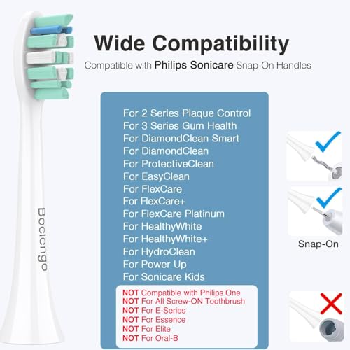 White 10 Pack Toothbrush Replacement Heads for Philips Sonicare - Compatible with Most Models