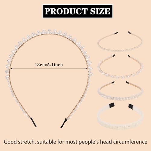YISSION Simple Style Pearl Headbands 4pcs Beaded Hair Accessories for Women Girls