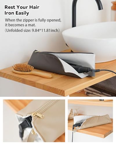 Easy-U White Heat Resistant Curling Iron Holder & Mat