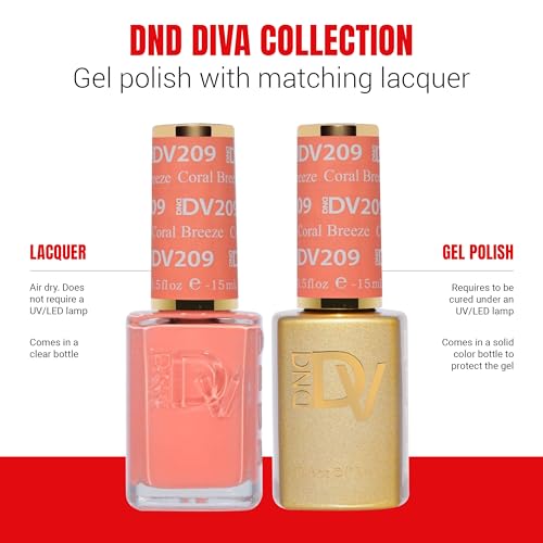 DND DIVA Coral Breeze Gel Nail Polish Duo | 0.5 Fl Oz | Chip-Free & Easy Soak Off