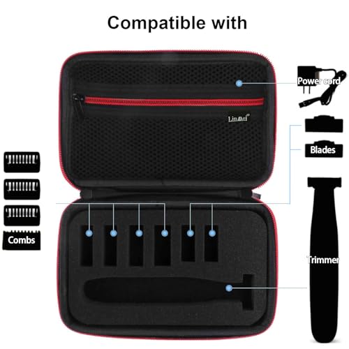 LinMei Travel Shaver Case for QP2724/90, QP2834/70 & More – Red+Black Hard Carrying Case