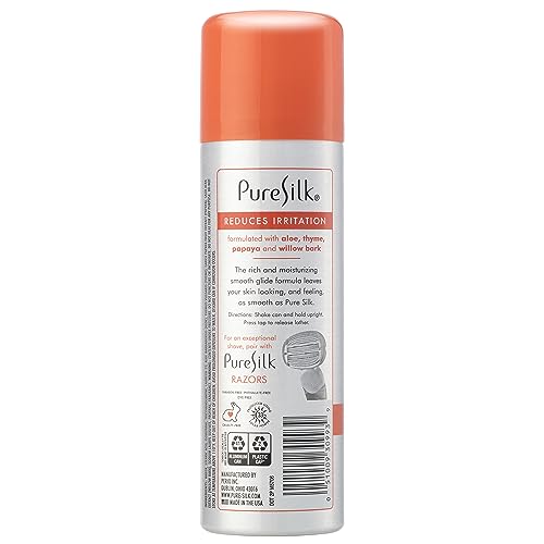 Pure Silk Sensitive Skin Shaving Cream for Women | Shave Cream Infused with Aloe, Papaya and Willow Bark | Smooth Glide Formula, Rust-Proof Can, USA Made | 7.25 Oz (Pack of 6)