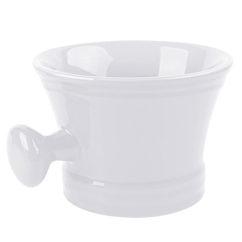 Linkidea Ceramic Shaving Mug with Knob Handle, Deep Lathering Bowl for Men, Wet Shaving Cup Compatible with Shaving Brushes, Razor Soap & Cream Holder, Grooming Accessory (White)