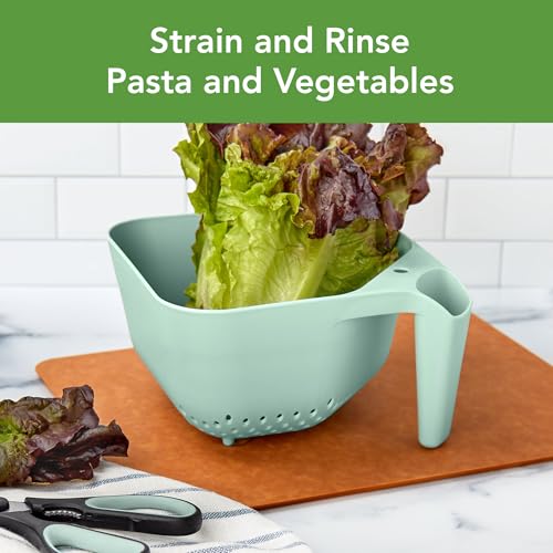 Tovolo 3 Quart Square Colander with Handle - BPA Free Strainer for Pasta & Veggies