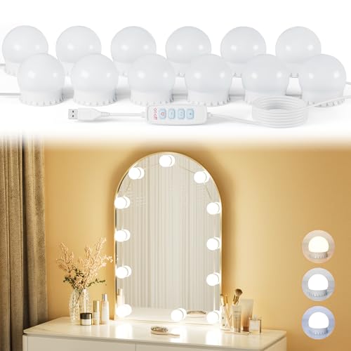 Yarnock 12 Bulbs LED Vanity Lights for Makeup - Adjustable Brightness & Color Temperature