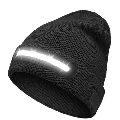 Maraiss Unisex LED Light Beanie - Black, One Size, Gifts for Men Women Dad Valentine Birthday