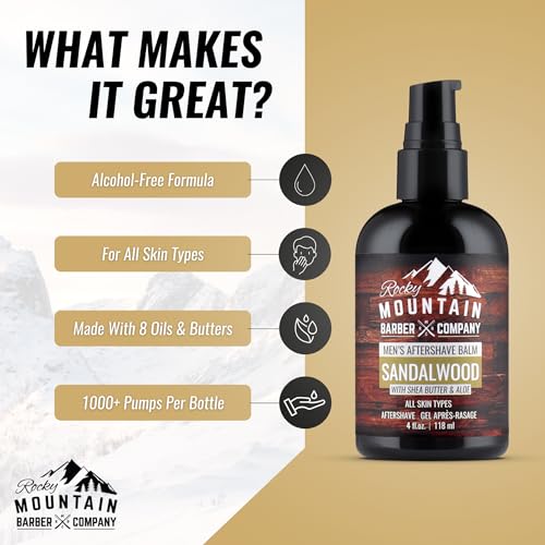 Sandalwood Aftershave Balm for Men - 4 oz by Rocky Mountain Barber