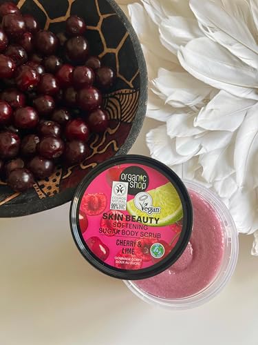 Organic Shop Cherry & Lime Body Scrub - Vegan, Organic Exfoliant for Radiant Skin, 250ml