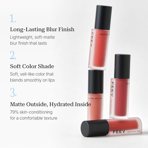 Feev Color Wear Matte Lip Stain - Rosy Day, Long Lasting Velvet Tint
