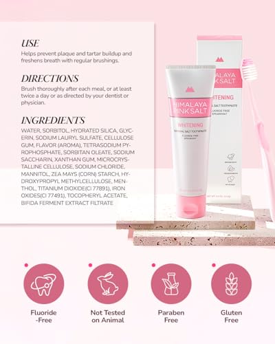 Himalaya Pink Salt Natural Whitening Toothpaste, Spearmint, 3.9 oz (2 Pack)