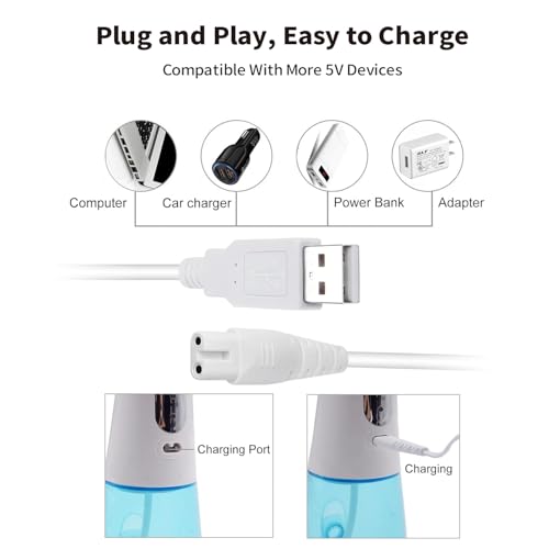 USB Charging Cable for Cordless Water Flossers - Compatible with Nicwell, Fairywill, Aquasonic