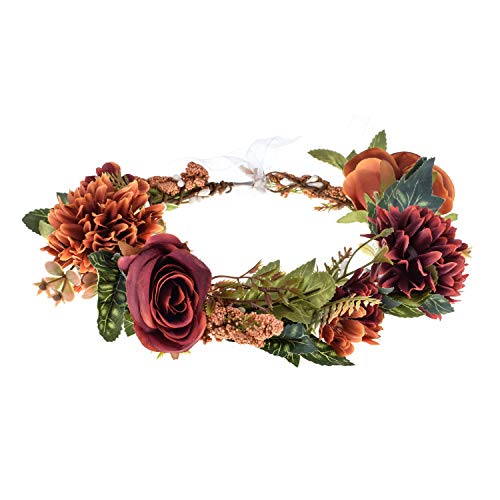 Rose Burgundy Floral Crown Headband - Bridal & Flower Girl Hair Garland