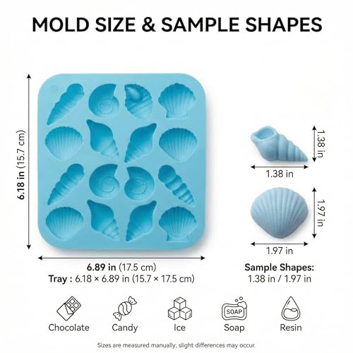 3-Pack Ocean Theme Silicone Molds for Chocolate & Candy