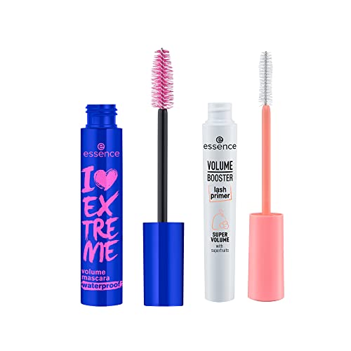 Essence I Love Extreme Volume Mascara + Volume Booster Lash Primer Bundle Waterproof