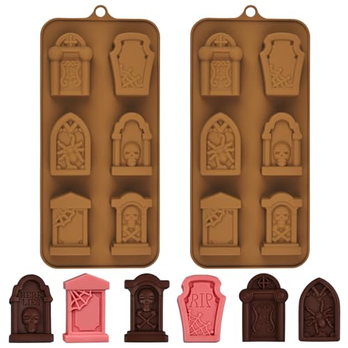 Halloween Gravestone Candy Molds - 2 Pcs Silicone Tombstone Molds
