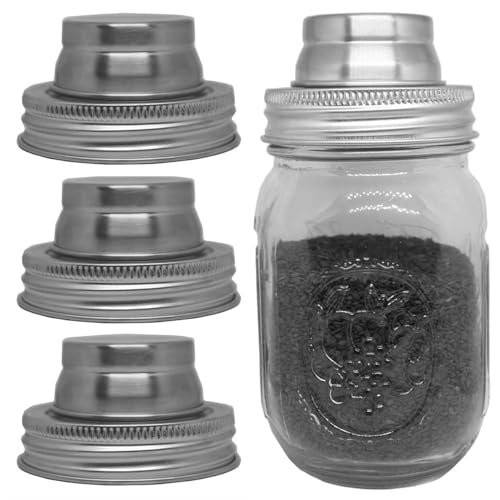 4-Pack Stainless Steel Shaker Lids for Regular Mouth Mason Jars