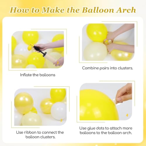 Pastel Yellow Balloon Arch Kit - 129pcs for Baby Showers & Parties
