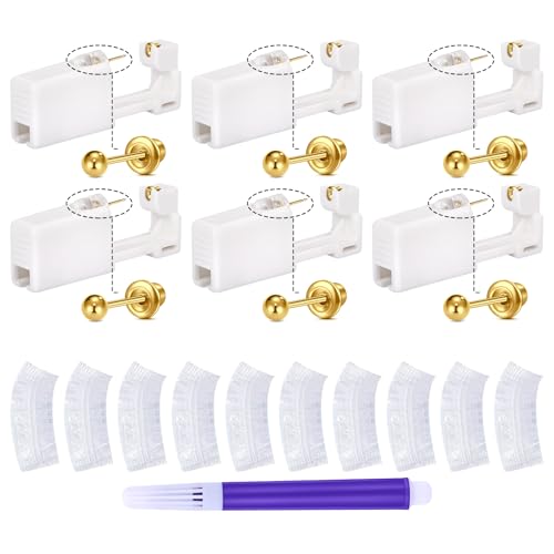 QWALIT Gold Ear Piercing Kit A1-Ball Disposable Self-Piercing Earrings for Home Use