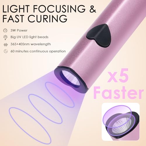 Linssy Pink 10W Handheld UV Light for Gel Nails - USB Rechargeable Mini Lamp
