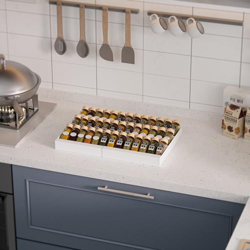 Expandable 3-Tier Spice Drawer Organizer for Kitchen Cabinets