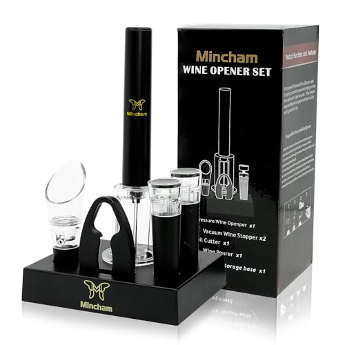 Mincham 6-in-1 Air Pressure Wine Opener Gift Set with Pourer & Stoppers