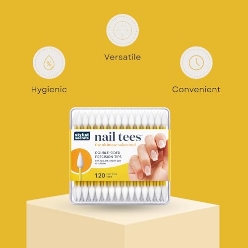 Fran Wilson Double-Pointed Nail Tips Cotton Swabs 120 Count (2 Pack) - Precise Manicure & Pedicure Tools