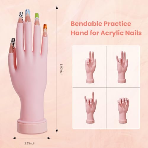 Wilfniee Acrylic Nail Practice Hand Kit for Beginners with Nail Art Tools