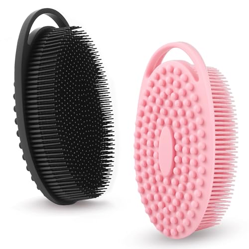 2 Pack Silicone Body Scrubber – Gentle Exfoliating Shower Brush