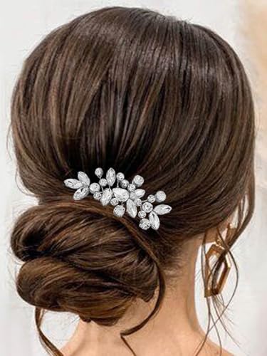 Silver Rhinestone Hair Comb for Women - Catery Wedding Hair Piece