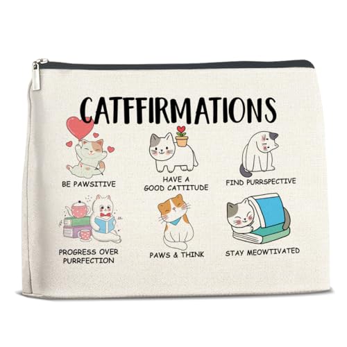 Cat Lovers Gifts Cosmetic Bag - Cat Lover Zipper Makeup Pouch 9.8x6.7 in, Jyunsoeng