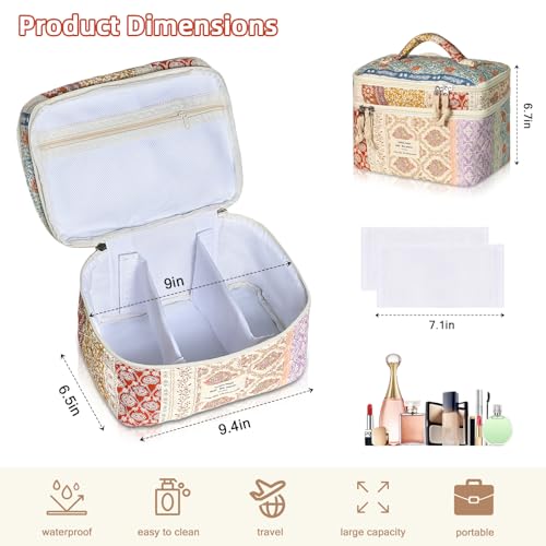 Gosect Floral Makeup Bag - Large Capacity Travel Organizer
