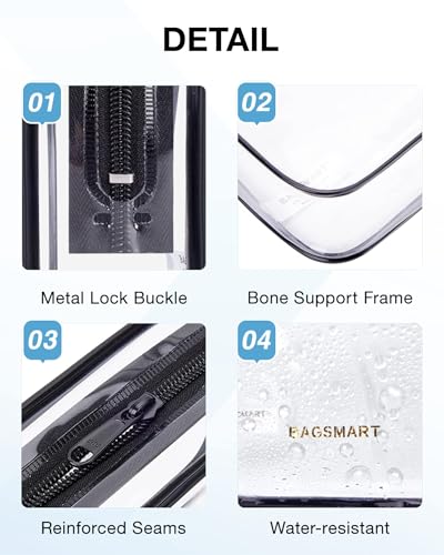 BAGSMART Clear Toiletry Bag 2-Pack - TSA Approved, Water-Repellent