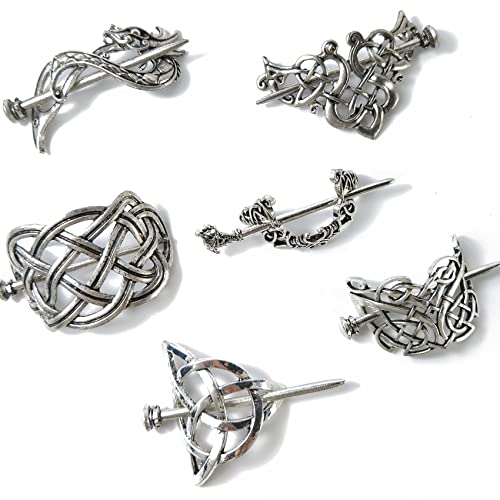 NSBELL Vintage Celtic Hair Clips Set - 6PCS Zinc Alloy Hairpins