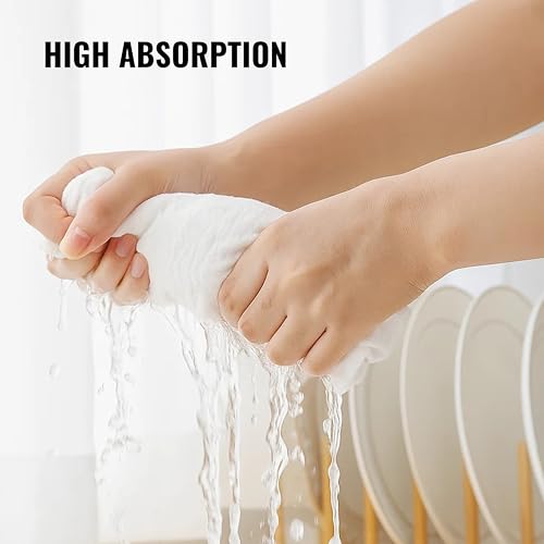 LITO Cotton Dish Cloths - Absorbent Kitchen Towels, 4 Pack 13"x13"