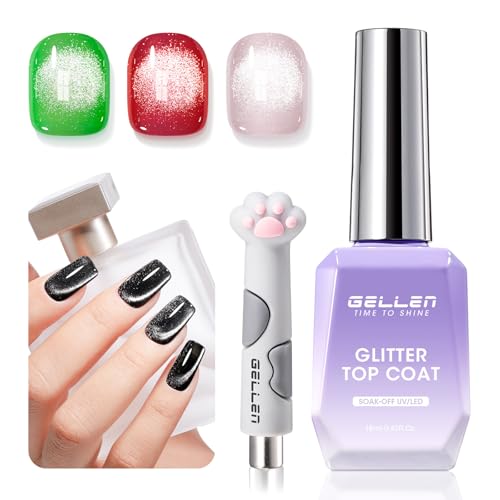 GELLEN Cat Eye Gel Top Coat - Magnetic Silver White Polish 18ml