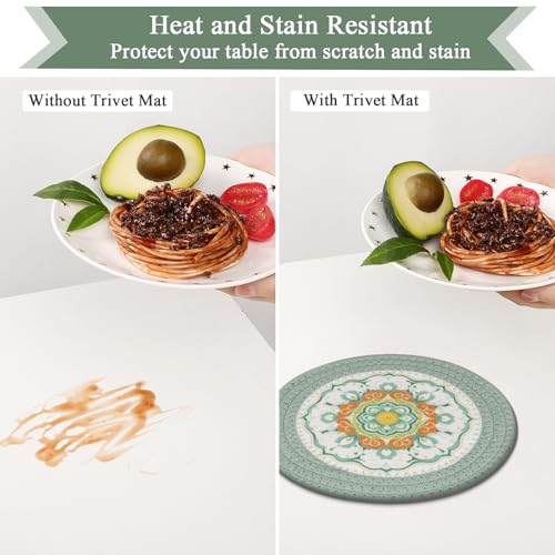 SHACOS Sage Green Cotton Trivet Mats - 8 Inch, 4 Pack