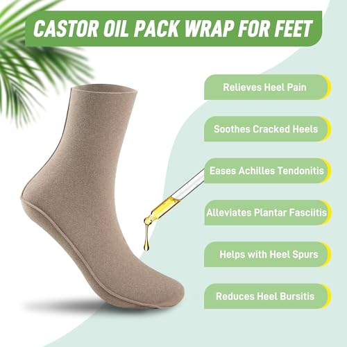 Paw Legend Reusable Castor Oil Pack Wraps for Feet - 2 Pack Organic Cotton