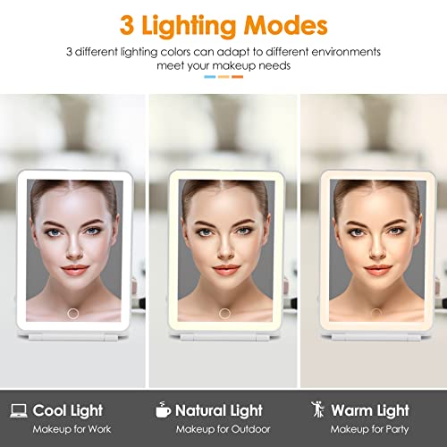 DenCert Rechargeable Travel Makeup Mirror with 72 LED Lights, Slim & Dimmable Touch Screen