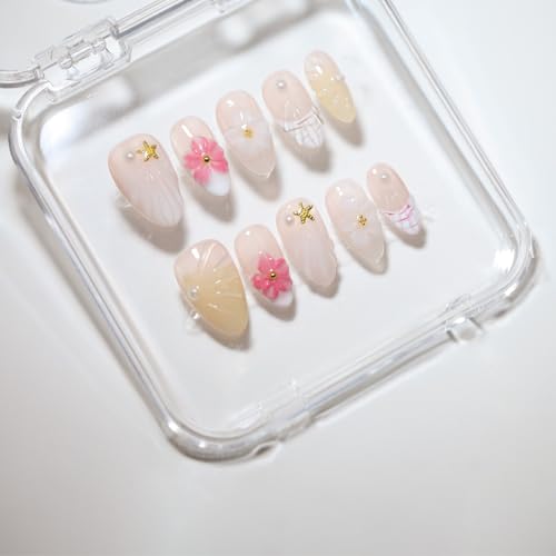 Short Almond Handmade Press On Nails - Reusable Salon Quality (251107, Small)