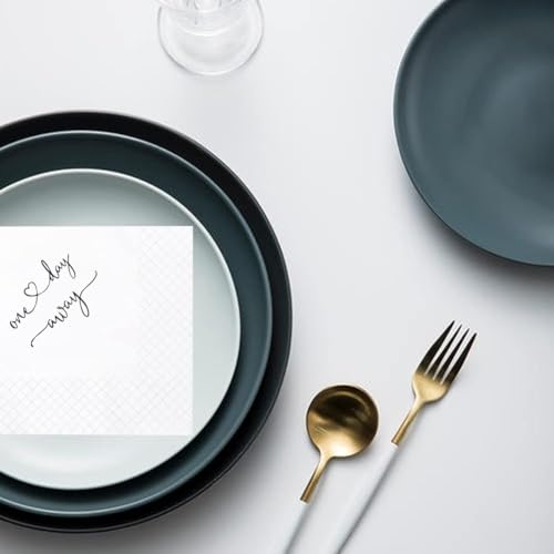 Geloar One Day Away Rehearsal Dinner Cocktail Napkins - 50 Pack, 2-Ply, 5x5 Inches