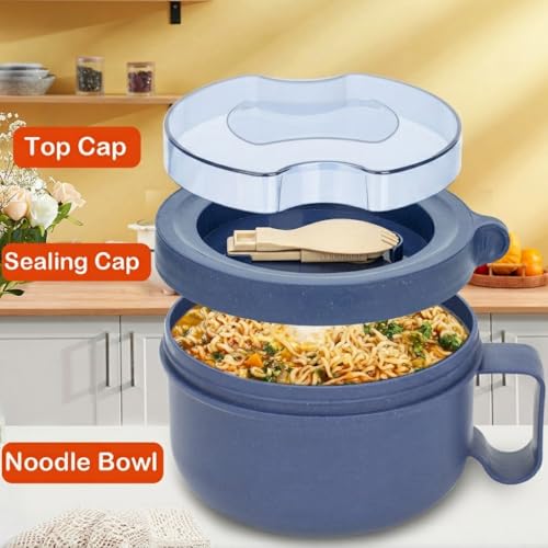 Microwave Soup Mugs with Lids & Handles - 28.7oz BPA-Free Ramen Bowls