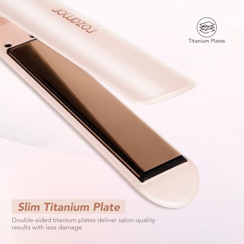 Rozamor Titanium Flat Iron - 1 Inch Hair Straightener & Curler with LCD Control