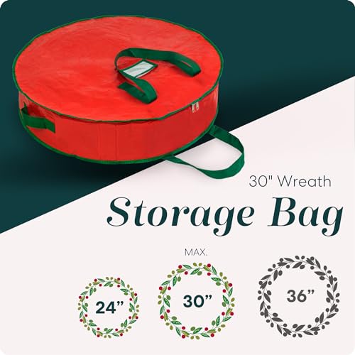 Handy Laundry Christmas Wreath Storage Bag - 36" Durable & Zippered, 2-Pack