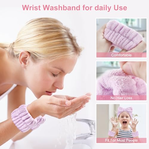 Dorbetar 6-Pack Plush Headband and Wristband Set for Skincare