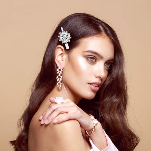 2 Pack Rhinestone Flower Hair Clips for Women Girls Jewelry Accessories
