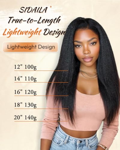 Sidaila 12 Inch Yaki Straight Clip-In Hair Extensions - 5PCS Double Weft
