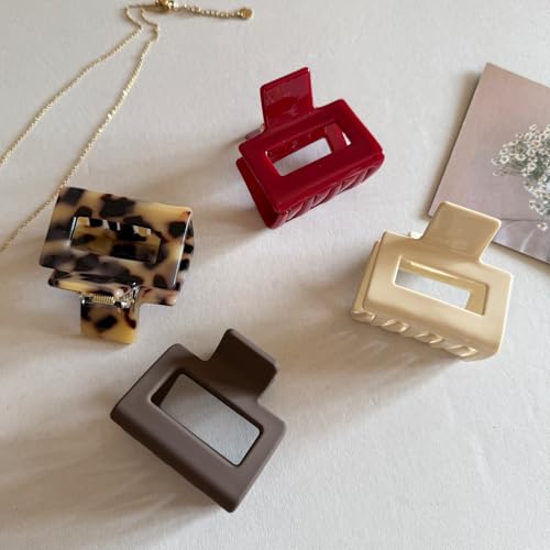 Charming Tortoise Hair Clips for Women - 4 Pack Small Acetate Claw Barrettes