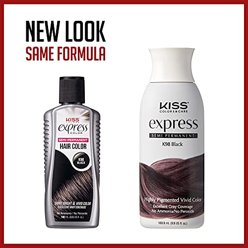 Kiss Express Semi-Permanent Hair Color - Vivid Black, 2 Count