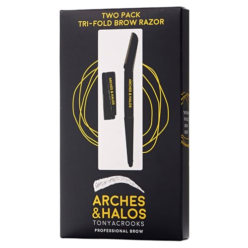 Arches & Halos Two Pack Tri-Fold Travel Eyebrow Razor for Women - Rust-Proof & Precise Shaping